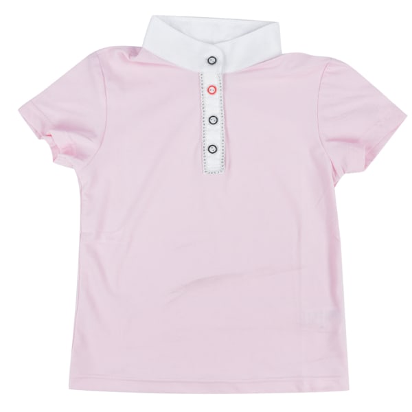 Högkvalitativ akryl flicka barn ridsport T-shirt hästridning kläder skjorta rosa (kortärmad S)