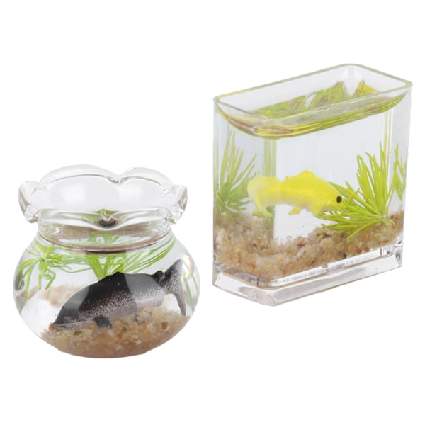 2 stk 1:12 Skala Simulerings Miniature Akvarier Dukkehustilbehør Fiskekummer