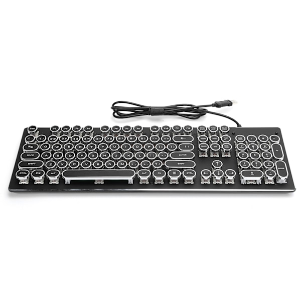 Retro Trådbunden Mekanisk Speltangentbord med 104 Tangenter Blandat Ljus Ergonomisk Design Svart