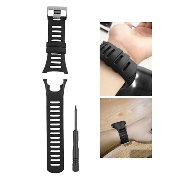 Gummiarmbånd for Suunto Ambit1/2/3 klokke (svart sølv)