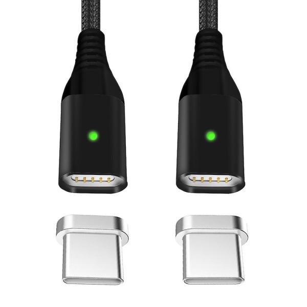 Magnetisk USB-datakabel Type C-kabel 2,4A hurtigladekabel Black