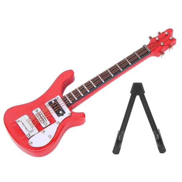 Miniatyr Trä Simulation Elgitarr Modell Musikinstrument Ornament Gåvor Röd
