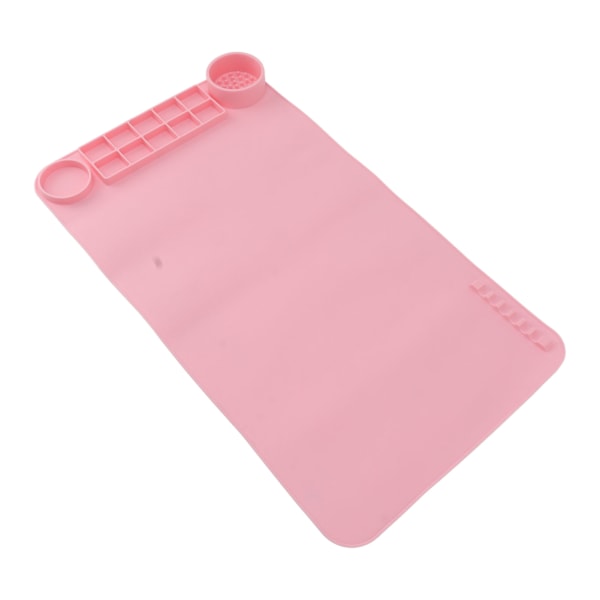 Silikon håndverksmatte Rosa 19,7 tommer lang 11 tommer bred med avdelere Design Anti-skli Varmebestandig Barn fargematte for DIY kunstmaling