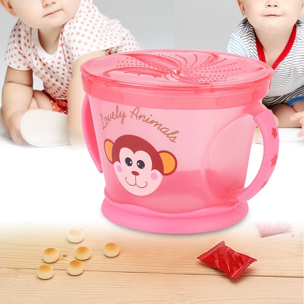 Double Handle Baby Snack Cup Portable Biscuits Candy Assisted Food Container BoxRed
