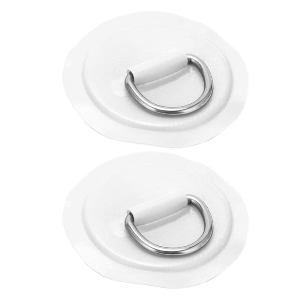 D-ring Pad Patch PVC Oppblåsbar Båt Flåte Jolle Kano Surfebrett Kajakk Festesystem Hvit