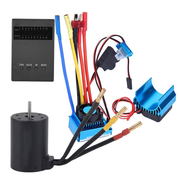 3650 Motor 3900Kv Brushless ESC Køleplade Programkort Sæt RC Bil Tilbehør (120A)