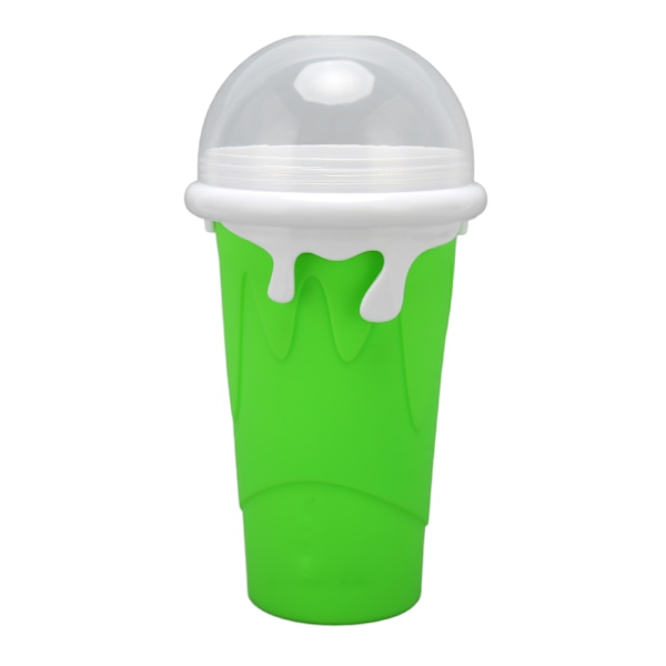 Frossen Smoothie Kopp Gjenbrukbar Eksplosjonssikker Myk Silikon Frossen Klem Kopp Smoothie Maker Kopp med Dobbel Bruk Sugerør for DIY Grønn