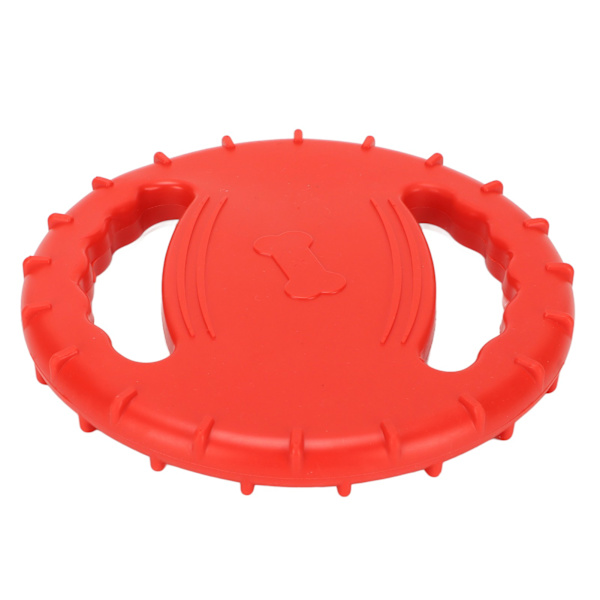 Hund Flying Disc Leksak Flexibel TPR Pipande stressavlastning 2 sidor ihålig design Pet Training Flying Disc för stora hundar Röd