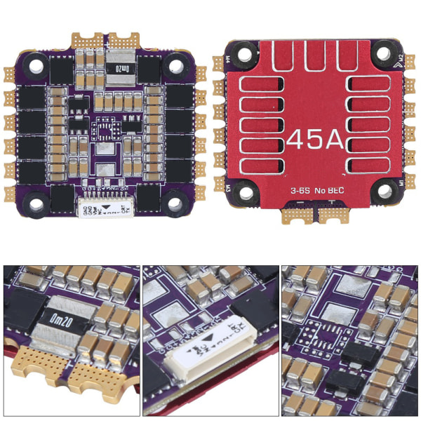 4 i 1 ESC 45A 3-6S hastighedsstyringskort til RC FPV Racing Drone Quadcopter Rød
