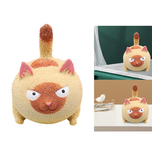 Squeezy Toys Søde katteformede stressaflastningsbolde Dekompressionslegetøj til børn og voksne Gul