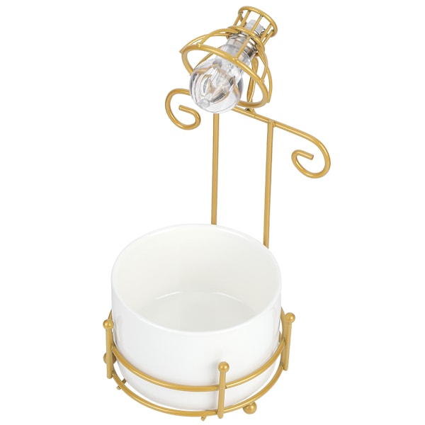 Bordslampa form keramisk växt Blomkruka Displayhållare med glödlampa Hemmakontor Trädgårdsinredning Vit+guld