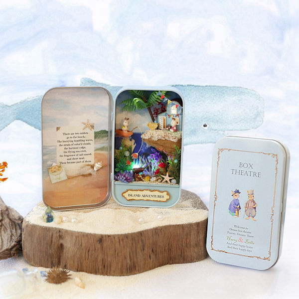 Tee-se-itse-miniatyyri-nukkekoti luonnon teemalla, saari, LED-valoilla (ö)