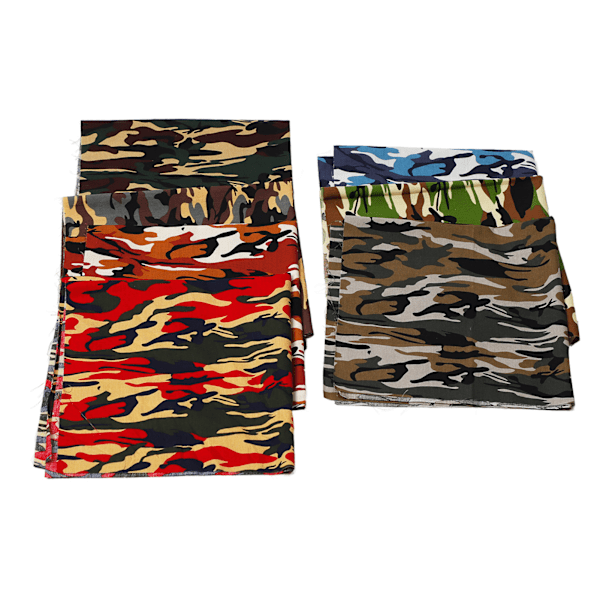 7 kpl Camouflage-puuvillakangas neliönmuotoinen 48 cm leveä, lajitelma tyylejä, pehmeä, hengittävä tilkkukangas askarteluun