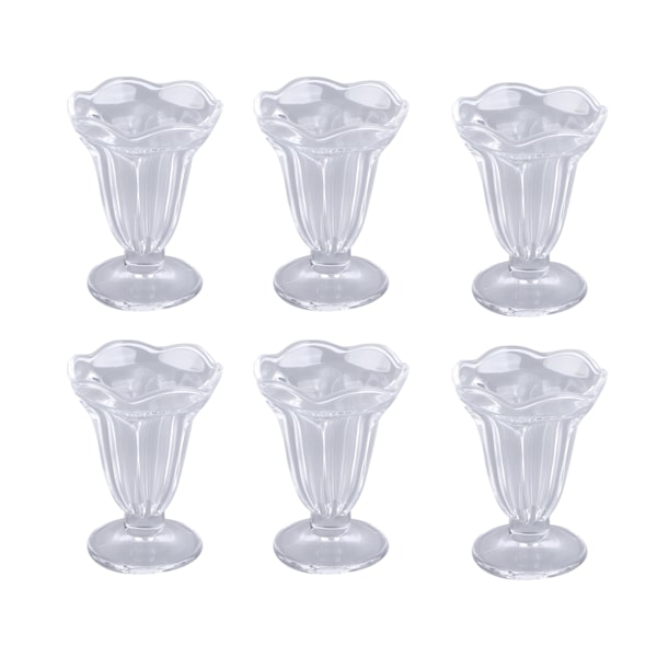 6 stk Glasskopp Kreativ Unik Blomst Sundae Glasskopp Multifunksjonelle Transparente Dessertkopper