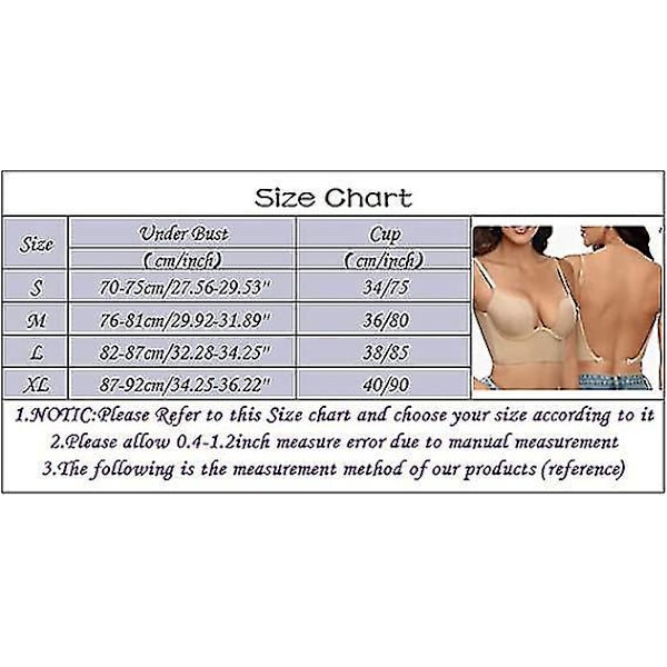 Deep U-Utringing Push-Up BH med Klare Stropper - Hvit 80C