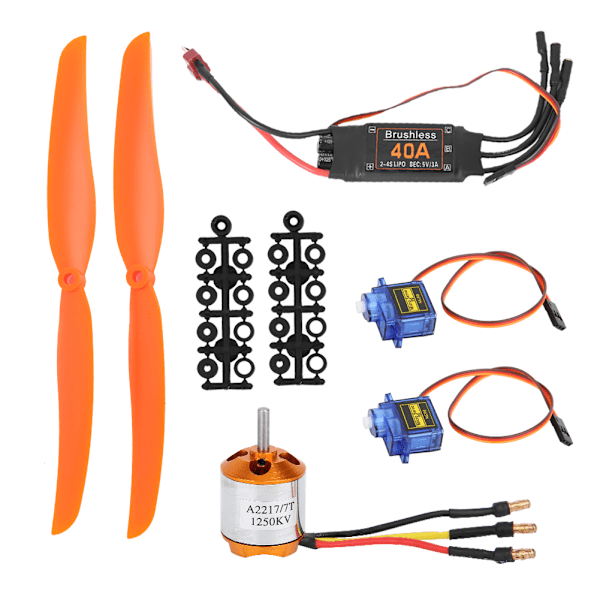 A2217 1250KV borstlös motor 40A ESC SG90 9G Micro Servo 8060 Propeller för RC-plan (1250KV Motor 40A ESC 9G Servo 8060 Propeller)