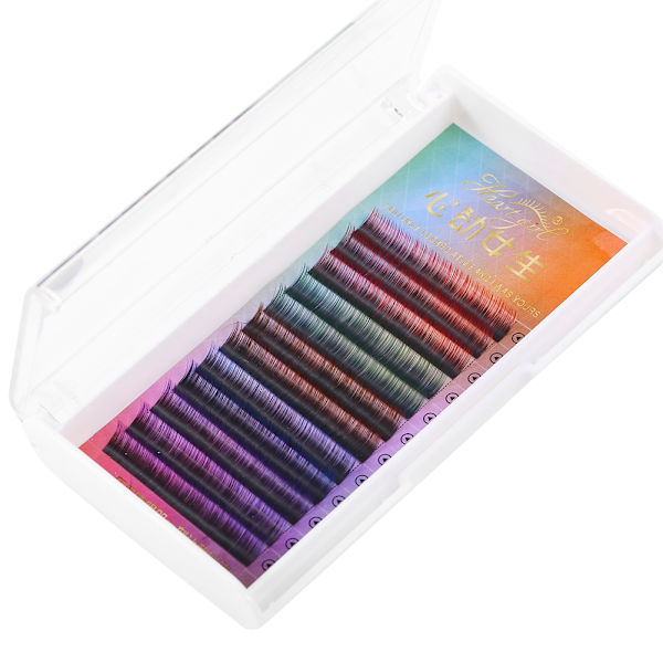 Gradient Färg Skönhet 3D lösögonfransar Tjocka ögonfransar Förlängning Makeup Tool 10mm