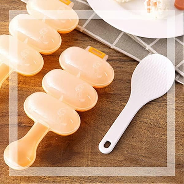 Gjør-det-selv risbolleform (oransje med 1 skje), non-stick risbolleshaker