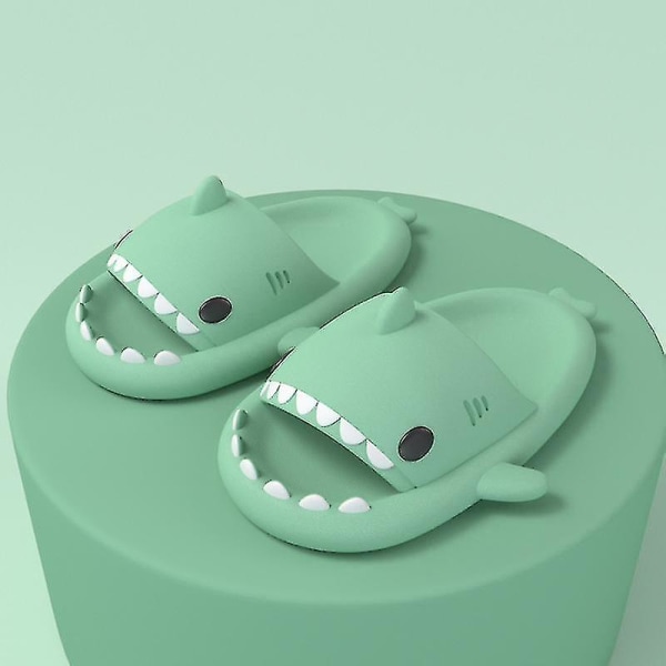Shark Tossut Liukumattomat Suihku Kylpyhuone Tohvelit Pehmeät Kesä Slide Sandaalit Tytöille ja Pojille Uusi Matcha Green 38 39