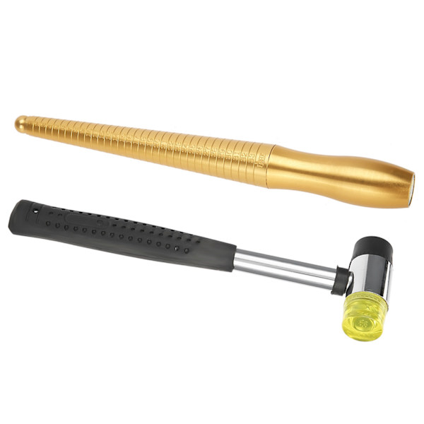 3pcs / Set Ring Mandrel Sizer Finger Measuring Stick Handle Hammer Jewelry Tool