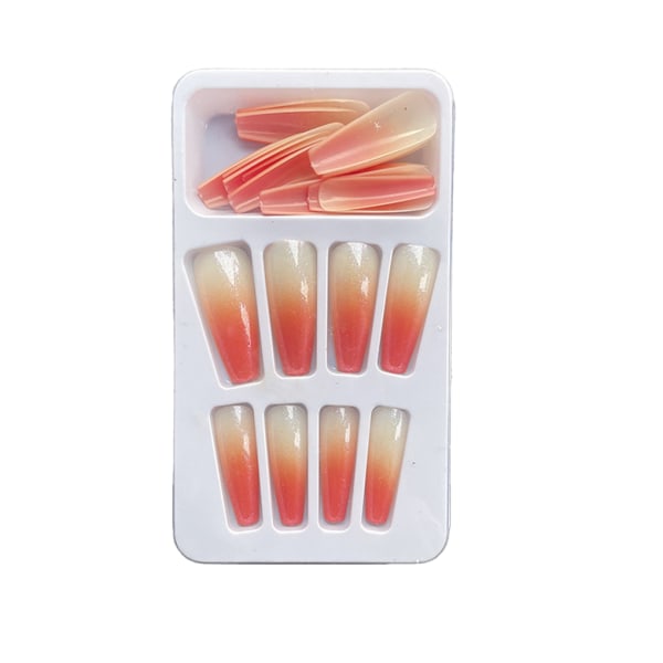 1 Set in French Tip Press on Nails Gradient Extension fingernaglar Type 4 2g glue,24Pcs jelly