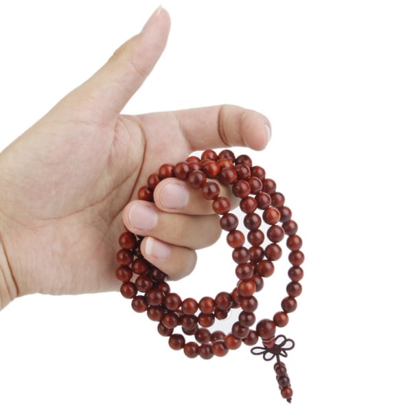 Sandelträ Buddhist Prayer Mala Halsband Armband 108 8MM Pärlor