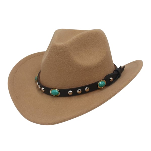 1/2/3 Filt Western Cowboy Hatt Bred brätte För Jazz Hat Vintage Brown 1 Pc