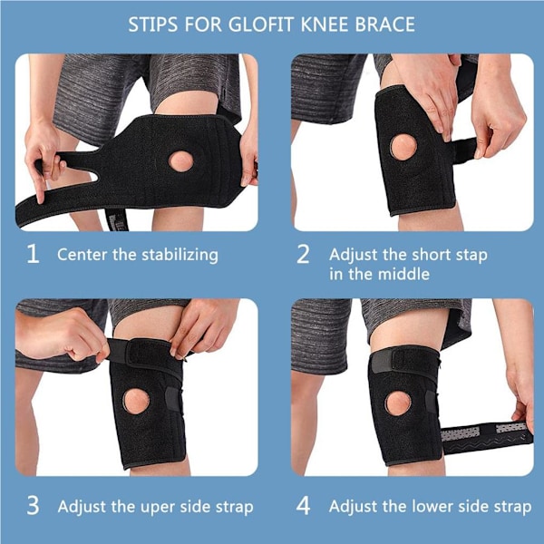 Justerbart knästöd med öppen patella för ledvärk