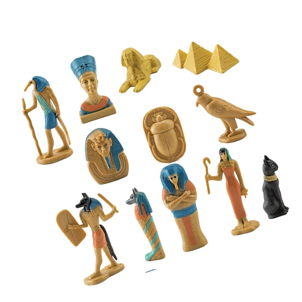 12 st forntida Egypten figurer Flerfärgade egyptiska prydnader