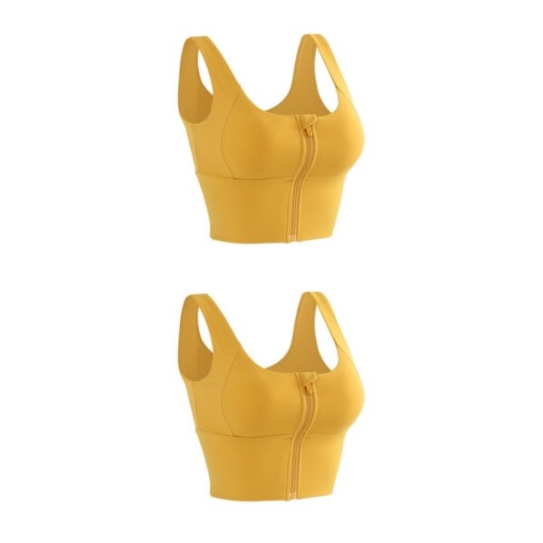 1/2/3 Womens Front Zip Sport BH För bekväma vadderade Shapewear Yellow L 2Set
