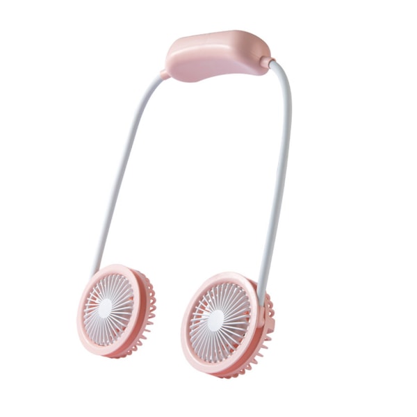 Halshängande fläkt Halsband Bärbar 360° elektrisk utomhuskontor Pink