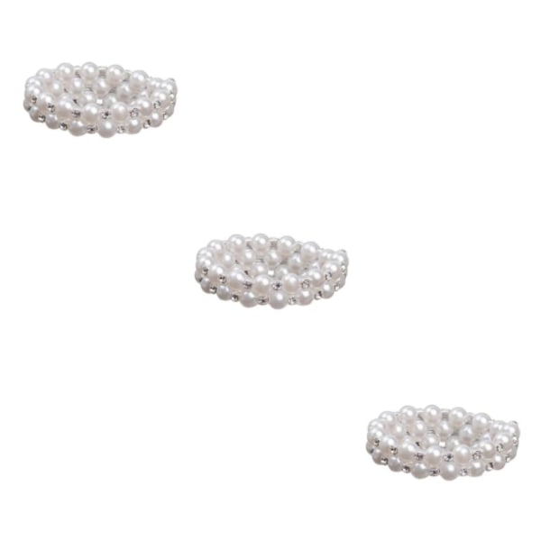 1/2/3/5 Dam Chic Pearl Rhinestone Stretch Armband för brud White 2 Row 3Set