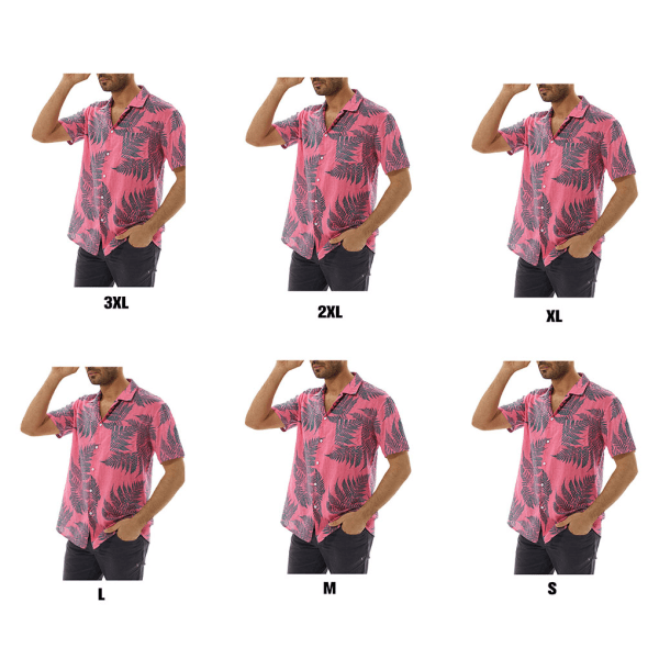 1/2/3/5 Bekväm hawaiiansk skjorta - kortärmad moderiktig pink S 1 Pc
