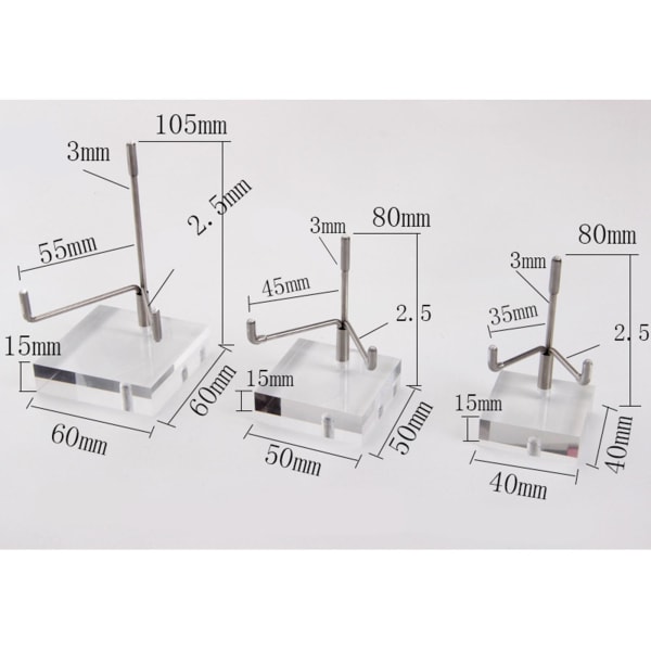 1/2/3 Hållbar hållare för displaystativ i akryl för mineraler Square S 1 Pc