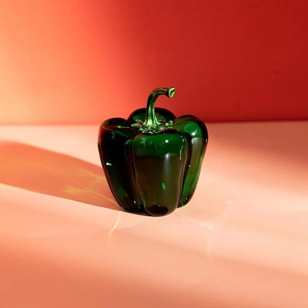 Kristall frukt skulptur konst bokhylla dekor prydnad konstverk Green Chili