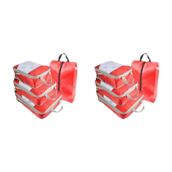 1/2 4 stycken Pack Like Pro Travel Compression Packing Cubes Set red 2Set