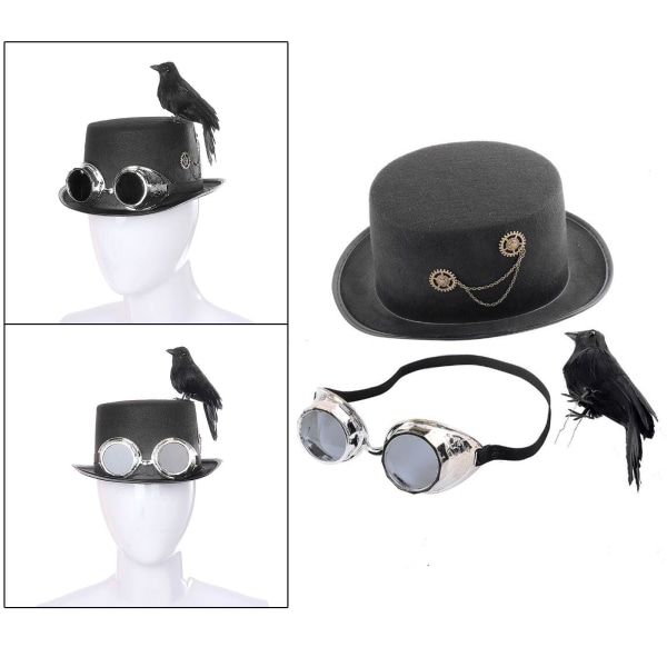 Victorian Steampunk Top Hat med Goggles Classic Hat Novelty for