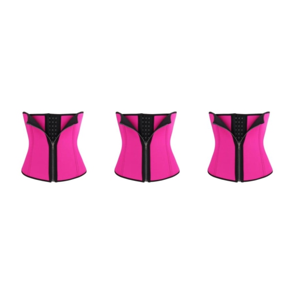 1/2/3 Kvinnor För Dragkedja Waist trainer Push up Väst Mage Red M 3PCS