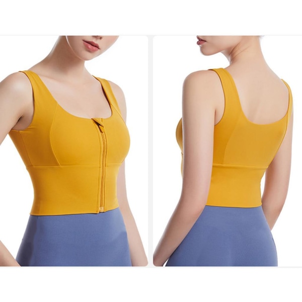1/2/3 Womens Front Zip Sport BH För bekväma vadderade Shapewear Yellow XL 1Set