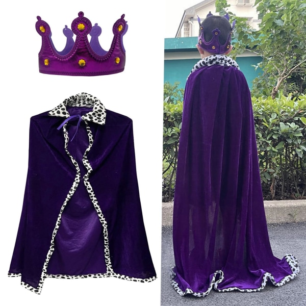 King Robe Barn Halloween Kostym Cosplay Rollspel Förskola Purple