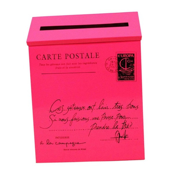 Vintage galvaniserad brevlåda Brevlåda Postbox Tidningshållare Rose Red