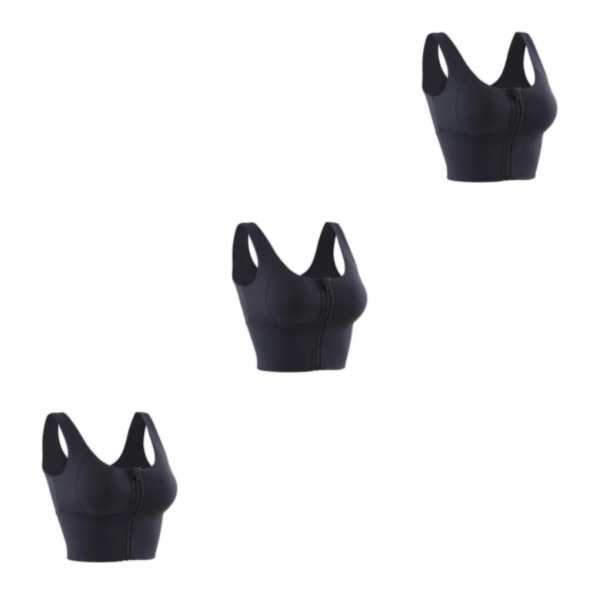 1/2/3 Womens Front Zip Sport BH För bekväma vadderade Shapewear Black S 3Set