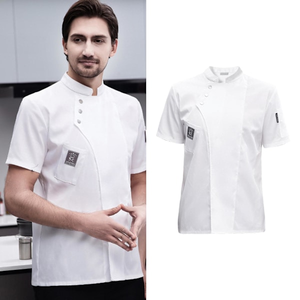 1/2/3/5 Kortärmad kockjacka Enkla matlagningskläder för White 3XL 1 Pc