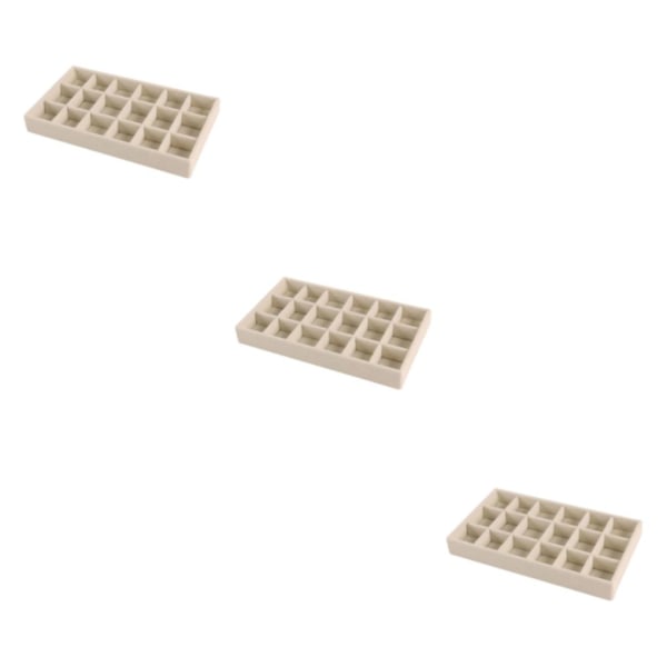 1/2/3/5 Stapelbar smyckesbricka Multipurpose Portable Velvet för Beige 18 Grids 3Set