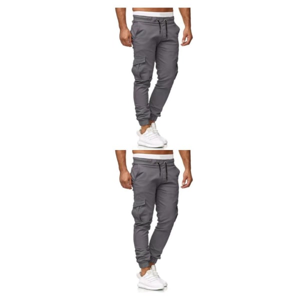 1/2/3 Herr Byxor Enfärgad Snygg Tvättbar mellan midja Light Grey XXXL 2PCS