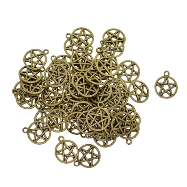 1/3/5 50 bitar tibetansk bronslegering rund stjärna Pentacle smycken 5Set