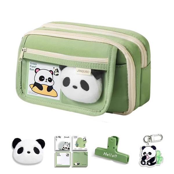 Stor tygpennfodral Panda för skolmaterial