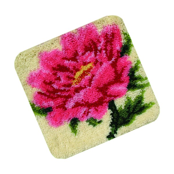 Krokmatta Handgjorda fyrkantiga mattor för nybörjare Rosy Petal 45x45cm