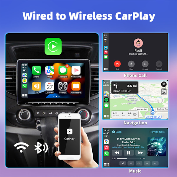 2-i-1 Trådlös Android Auto Car Play Box Adapter Adapter Kabelansluten