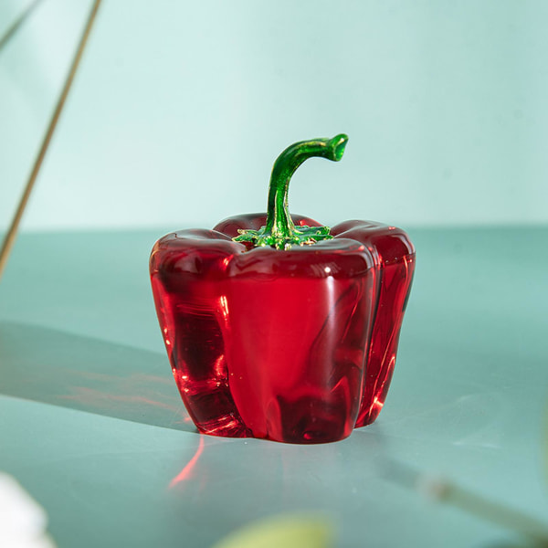 Kristall frukt skulptur konst bokhylla dekor prydnad konstverk Red Chili